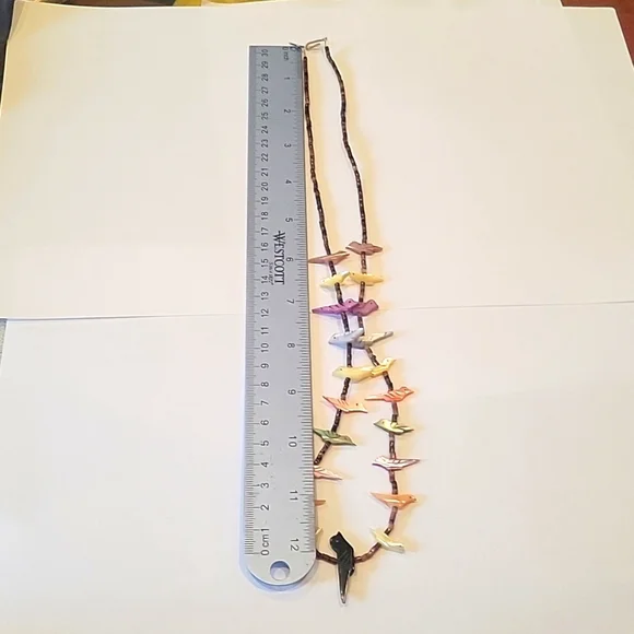 Hand Crafted Natural shell Heishi mother of pearl/onyx fetish necklace 1980s! - Picture 7 of 8